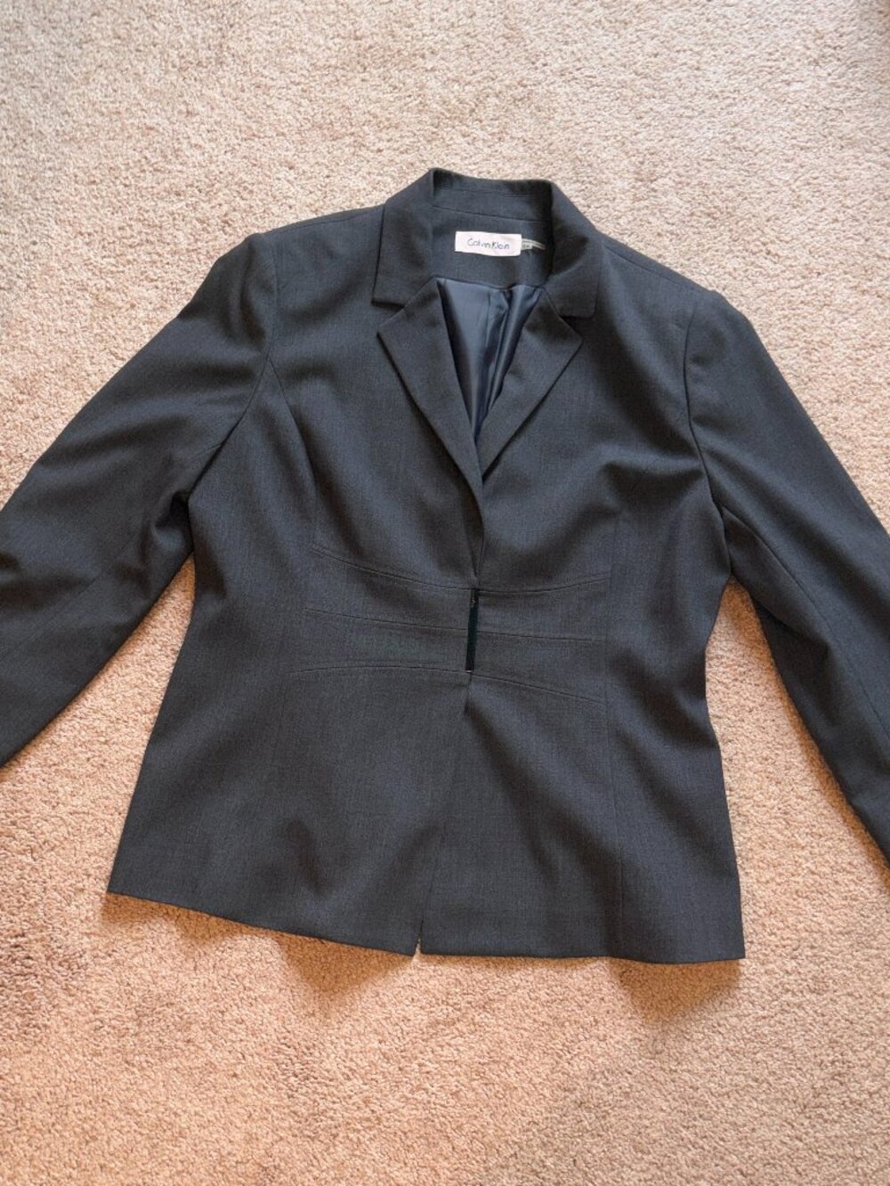 Calvin Klein Charcoal Gray Blazer 14 EUC